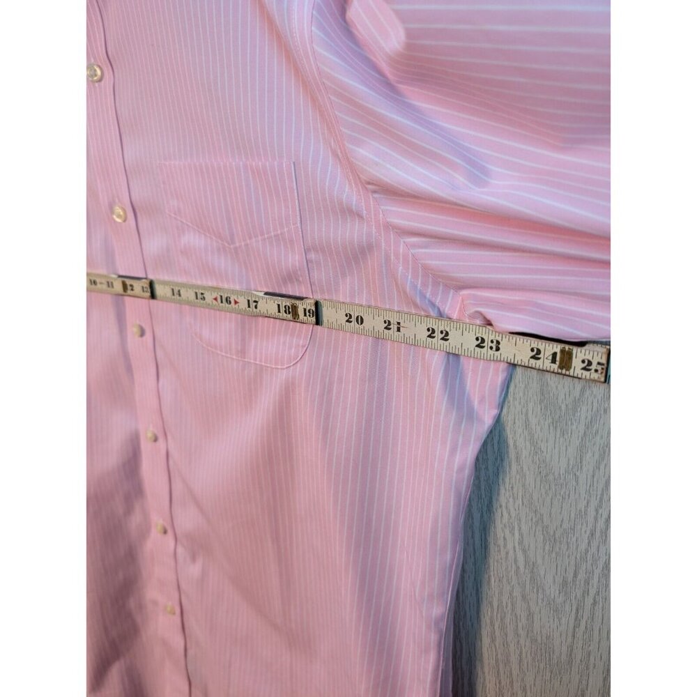 Ralph Lauren Mens Dress Shirt Pink White Striped Classic Fit Non-Iron 16.5 32/33 - Picture 4 of 9